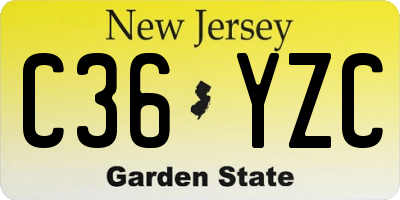 NJ license plate C36YZC
