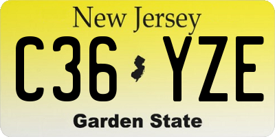 NJ license plate C36YZE