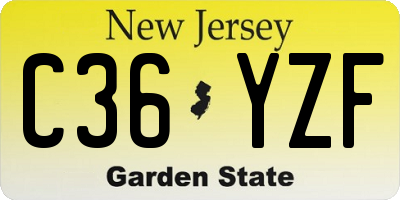 NJ license plate C36YZF