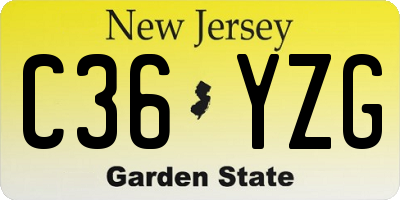 NJ license plate C36YZG