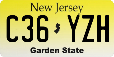NJ license plate C36YZH