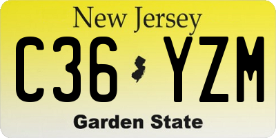 NJ license plate C36YZM