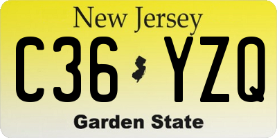 NJ license plate C36YZQ