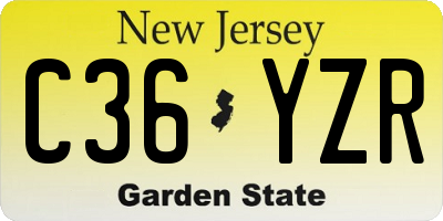 NJ license plate C36YZR