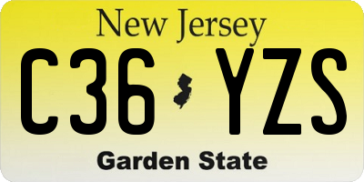 NJ license plate C36YZS