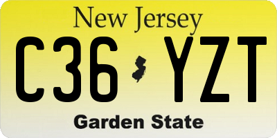 NJ license plate C36YZT