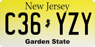NJ license plate C36YZY