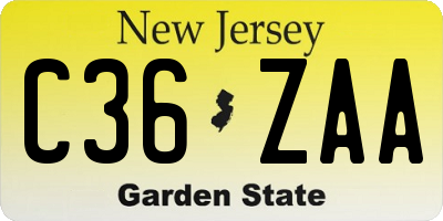 NJ license plate C36ZAA