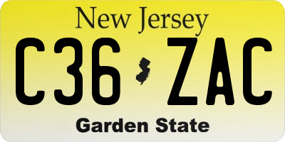 NJ license plate C36ZAC