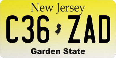 NJ license plate C36ZAD