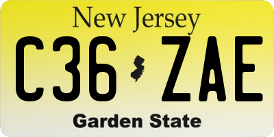 NJ license plate C36ZAE