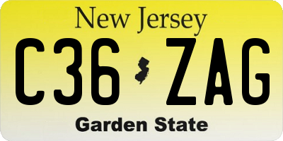 NJ license plate C36ZAG