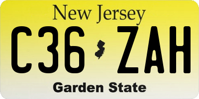 NJ license plate C36ZAH