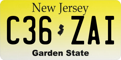 NJ license plate C36ZAI