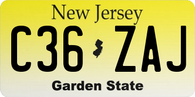NJ license plate C36ZAJ