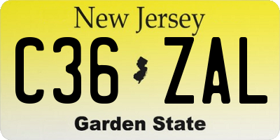 NJ license plate C36ZAL