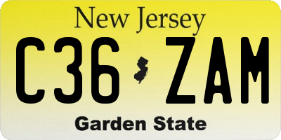 NJ license plate C36ZAM