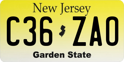 NJ license plate C36ZAO