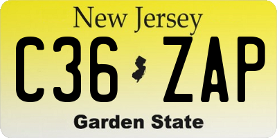 NJ license plate C36ZAP
