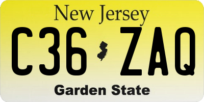NJ license plate C36ZAQ