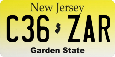 NJ license plate C36ZAR