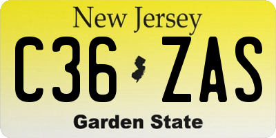 NJ license plate C36ZAS