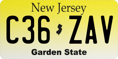NJ license plate C36ZAV