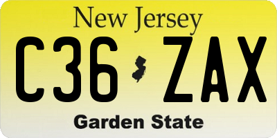 NJ license plate C36ZAX
