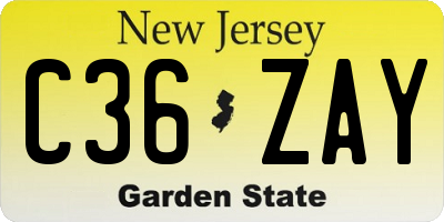 NJ license plate C36ZAY