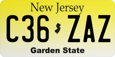 NJ license plate C36ZAZ