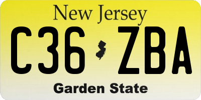 NJ license plate C36ZBA