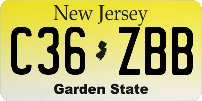 NJ license plate C36ZBB