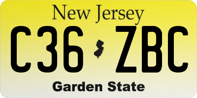NJ license plate C36ZBC