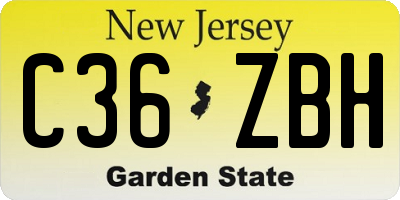 NJ license plate C36ZBH