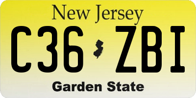 NJ license plate C36ZBI