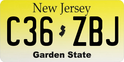 NJ license plate C36ZBJ