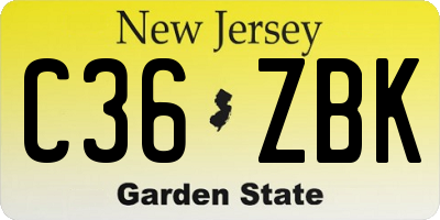 NJ license plate C36ZBK