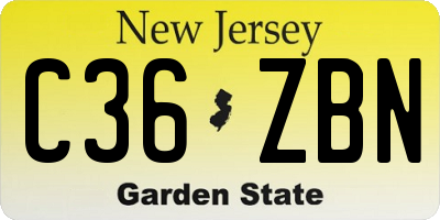NJ license plate C36ZBN