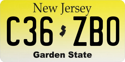 NJ license plate C36ZBO