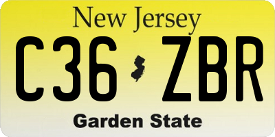 NJ license plate C36ZBR