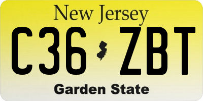 NJ license plate C36ZBT