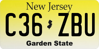 NJ license plate C36ZBU