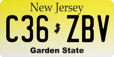 NJ license plate C36ZBV