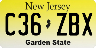 NJ license plate C36ZBX