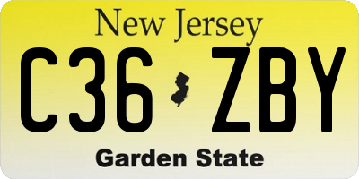 NJ license plate C36ZBY