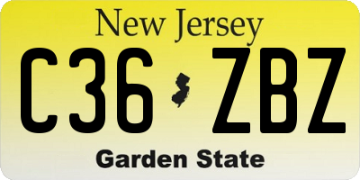 NJ license plate C36ZBZ