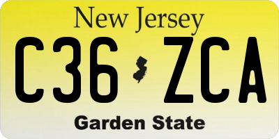 NJ license plate C36ZCA