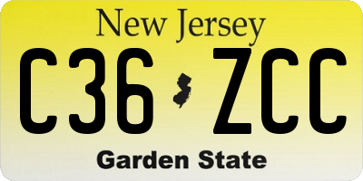 NJ license plate C36ZCC