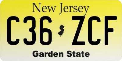 NJ license plate C36ZCF