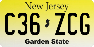 NJ license plate C36ZCG